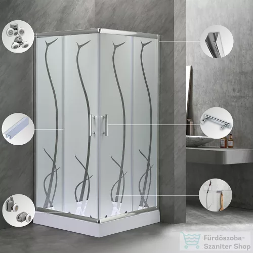 Leziter Spirit BAMBOO 80x80 szögletes zuhanykabin, erősített akril zuhanytálcával SB80A_AKSZ80ZT