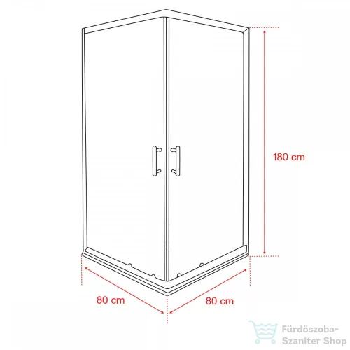 Leziter Spirit BAMBOO 80x80 szögletes zuhanykabin, zuhanytálca nélkül SB80A