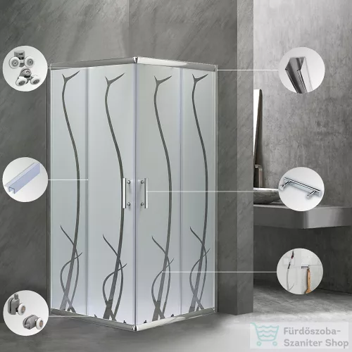 Leziter Spirit BAMBOO 80x80 szögletes zuhanykabin, zuhanytálca nélkül SB80A