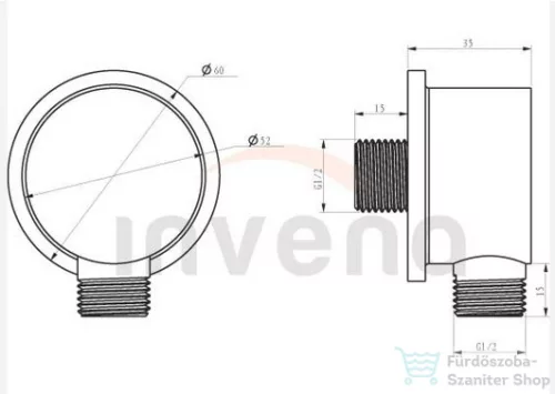 Invena 1/2" gégecső csatlakozó,kóm SC-B1-010-H