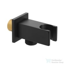   Invena szögletes gégecső csatlakozós zuhanytartó,matt fekete SC-P1-041-P