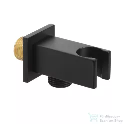   Invena szögletes gégecső csatlakozós zuhanytartó,matt fekete SC-P1-041-P