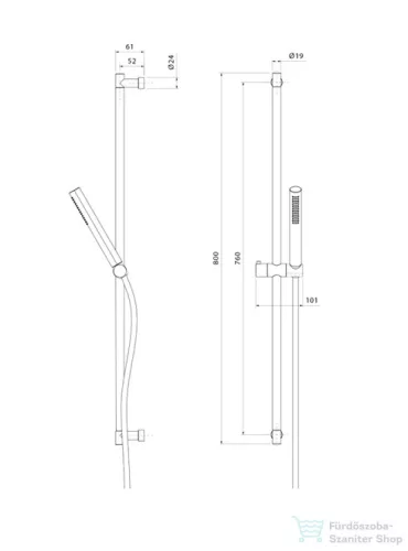 Sapho rudas zuhanyszett, 800 mm, matt arany (SC716G)