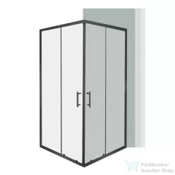   Leziter Spirit Clear 80x80 cm szögletes zuhanykabin, zuhanytálca nélkül fekete SC80AB