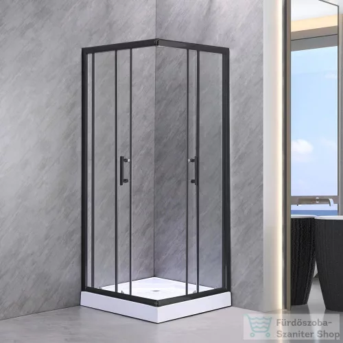 Leziter Spirit Clear 80x80 cm szögletes zuhanykabin, zuhanytálcával fekete SC80AB_AKSZ80ZT