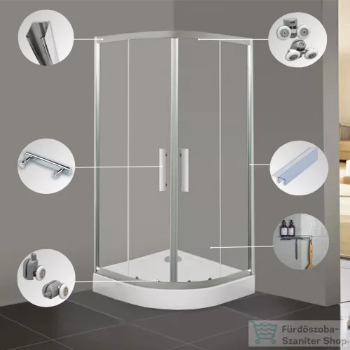 Leziter Spirit Clear 80x80x194 cm íves zuhanykabin zuhanytálcával SC80S_AKI80ZT