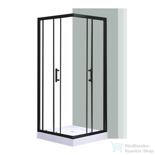 Leziter Spirit Clear 90x90x194 cm szögletes zuhanykabin, zuhanytálcával fekete SC90AB_AKSZ90ZT