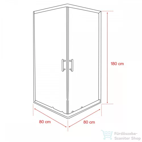 Leziter Spirit Clear 90x90x180 cm szögletes zuhanykabin, zuhanytálca nélkül fekete SC90AB