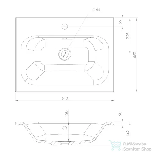 Sapho SIDRA öntöttmárvány mosdó, 61x46cm, matt fekete (SD061B)