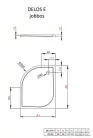 Radaway Delos E 90x80 íves aszimmetrikus zuhanytálca ST 90 zuhanyszifonnal jobbos SDE8090-01R