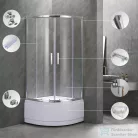 Leziter Spirit Deep 90x90 cm-es íves zuhanykabin, mélytálcával SDEEP90