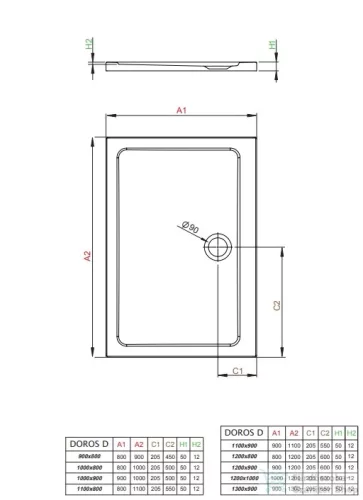 Radaway Doros Stone D 100x80 zuhanytálca antracit SDRD1080-01-64S