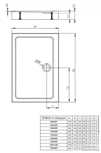 Radaway Doros Stone D 90x80 zuhanytálca előlappal fehér SDRD9080-05-04S
