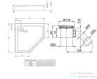 Radaway Doros PT 90x90 ötszögletű zuhanytálca előlappal szifonnal SDRPTP9090-05