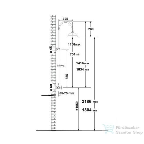Sapho ANTEA Zuhanyoszlop termosztátos csapteleppel, fej- és retró kézizuhannyal, nikkel SET048