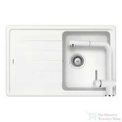   Schock Element D-100S  konyhai mosogatótálca Schock Epos konyhai csapteleppel, CRISTALITE® Alpina 780 x 500 mm, gránit kompozit, fehér SETED100SEEXALPI