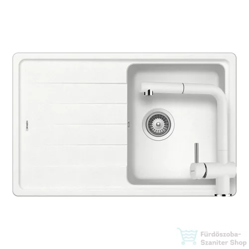 Schock Element D-100S  konyhai mosogatótálca Schock Epos konyhai csapteleppel, CRISTALITE® Alpina 780 x 500 mm, gránit kompozit, fehér SETED100SEEXALPI