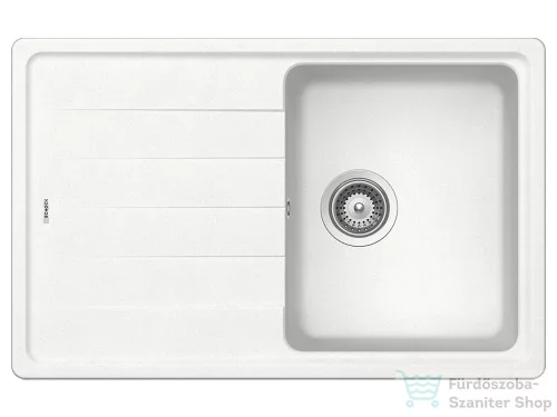 Schock Element D-100S  konyhai mosogatótálca Schock Epos konyhai csapteleppel, CRISTALITE® Alpina 780 x 500 mm, gránit kompozit, fehér SETED100SEEXALPI