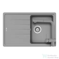   Schock Element D-100S konyhai mosogatótálca Schock Epos konyhai csapteleppel, CRISTALITE® Croma 780 x 500 mm, gránit kompozit, szürke SETED100SEEXCROM