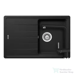   Schock Element D-100S konyhai mosogatótálca Schock Epos konyhai csapteleppel, CRISTALITE® Nero 780 x 500 mm, gránit kompozit, fekete SETED100SEEXNERO