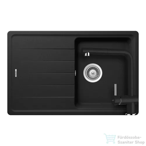 Schock Element D-100S konyhai mosogatótálca Schock Epos konyhai csapteleppel, CRISTALITE® Nero 780 x 500 mm, gránit kompozit, fekete SETED100SEEXNERO