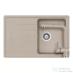   Schock Element D-100S  konyhai mosogatótálca Schock Epos konyhai csapteleppel, CRISTALITE® Sabbia 780 x 500 mm, gránit kompozit, homok SETED100SEEXCROM