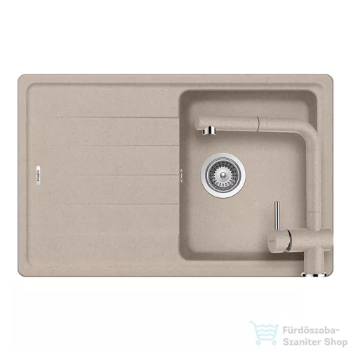 Schock Element D-100S  konyhai mosogatótálca Schock Epos konyhai csapteleppel, CRISTALITE® Sabbia 780 x 500 mm, gránit kompozit, homok SETED100SEEXCROM