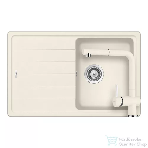 Schock Element D-100S  konyhai mosogatótálca Schock Epos konyhai csapteleppel, CRISTALITE® Vanilla 780 x 500 mm, gránit kompozit, világos bézs SETED100SEEXCROM