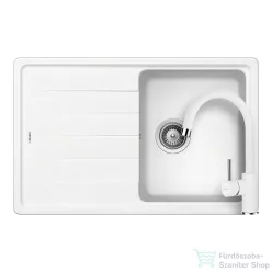   Schock Element D-100S konyhai mosogatótálca Schock Plutos konyhai csapteleppel, CRISTALITE® Alpina 780 x 500 mm, gránit kompozit, fehér SETED100SPALPI