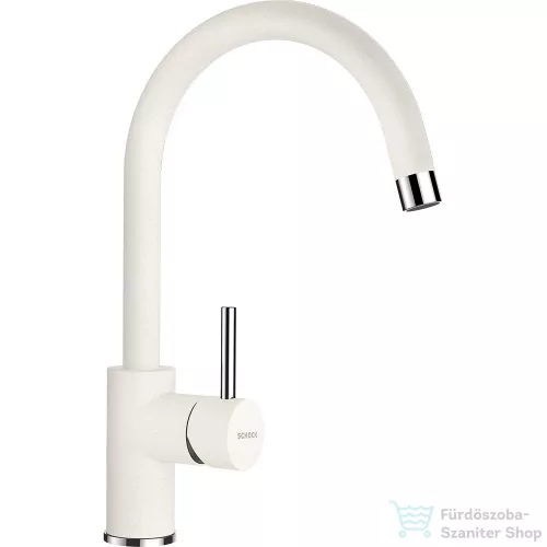 Schock Element D-100S konyhai mosogatótálca Schock Plutos konyhai csapteleppel, CRISTALITE® Alpina 780 x 500 mm, gránit kompozit, fehér SETED100SPALPI
