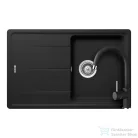 Schock Element D-100S konyhai mosogatótálca Schock Plutos konyhai csapteleppel, CRISTALITE® Nero 780 x 500 mm, gránit kompozit, fekete SETED100SPNERO