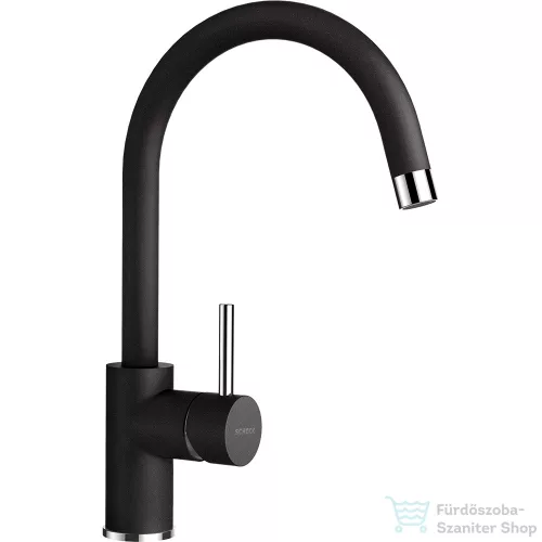 Schock Element D-100S konyhai mosogatótálca Schock Plutos konyhai csapteleppel, CRISTALITE® Nero 780 x 500 mm, gránit kompozit, fekete SETED100SPNERO