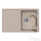 Schock Element D-100S konyhai mosogatótálca Schock Plutos konyhai csapteleppel, CRISTALITE® Sabbia 780 x 500 mm, gránit kompozit, homok SETED100SPSABB
