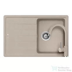   Schock Element D-100S konyhai mosogatótálca Schock Plutos konyhai csapteleppel, CRISTALITE® Sabbia 780 x 500 mm, gránit kompozit, homok SETED100SPSABB