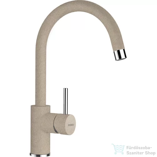 Schock Element D-100S konyhai mosogatótálca Schock Plutos konyhai csapteleppel, CRISTALITE® Sabbia 780 x 500 mm, gránit kompozit, homok SETED100SPSABB
