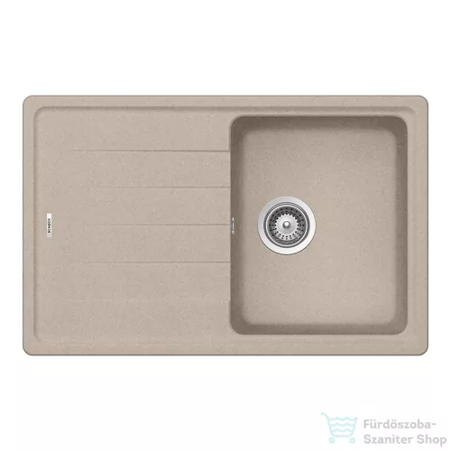 Schock Element D-100S konyhai mosogatótálca Schock Plutos konyhai csapteleppel, CRISTALITE® Sabbia 780 x 500 mm, gránit kompozit, homok SETED100SPSABB