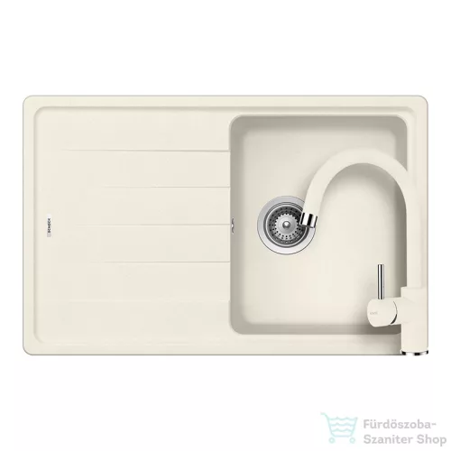 Schock Element D-100S konyhai mosogatótálca Schock Plutos konyhai csapteleppel, CRISTALITE® Vanilla 780 x 500 mm, gránit kompozit, világos bézs SETED100SPVANI