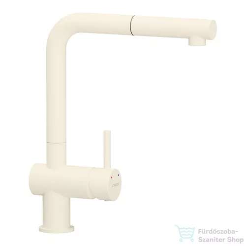 Schock KAIA N-100L konyhai mosogatótálca Schock Epos konyhai csapteleppel kihúzható fejjel, CRISTADUR® Magnolia 556x446 mm, krémfehér SETKN100LEEXMAGN