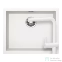   Schock KAIA N-100L konyhai mosogatótálca Schock Epos konyhai csapteleppel kihúzható fejjel, CRISTADUR® Polaris 556x446 mm, hófehér SETKN100LEEXPOLA