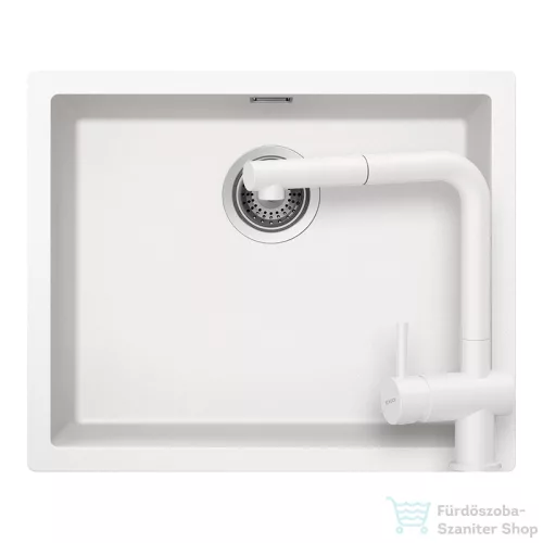 Schock KAIA N-100L konyhai mosogatótálca Schock Epos konyhai csapteleppel kihúzható fejjel, CRISTADUR® Polaris 556x446 mm, hófehér SETKN100LEEXPOLA