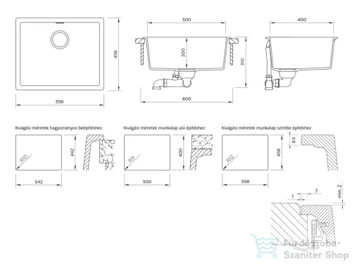 Schock KAIA N-100L konyhai mosogatótálca Schock Epos konyhai csapteleppel kihúzható fejjel, CRISTADUR® Polaris 556x446 mm, hófehér SETKN100LEEXPOLA
