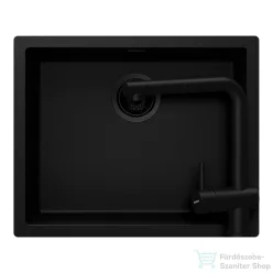  Schock KAIA N-100L konyhai mosogatótálca Schock Epos konyhai csapteleppel kihúzható fejjel, CRISTADUR® Puro 556x446 mm, intenzív fekete SETKN100LEEXPURO