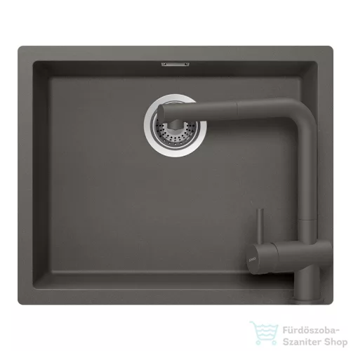 Schock KAIA N-100L konyhai mosogatótálca Schock Epos konyhai csapteleppel kihúzható fejjel, CRISTADUR® Silverstone 556x446 mm, sötétszürke SETKN100LEEXSILV