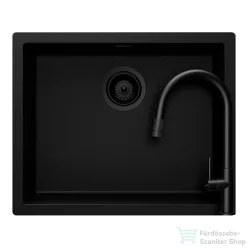   Schock KAIA N-100L konyhai mosogatótálca Schock Talia konyhai csapteleppel kihúzható fejjel, CRISTADUR® Puro 556x446 mm, intenzív fekete SETKN100LPUTENEG