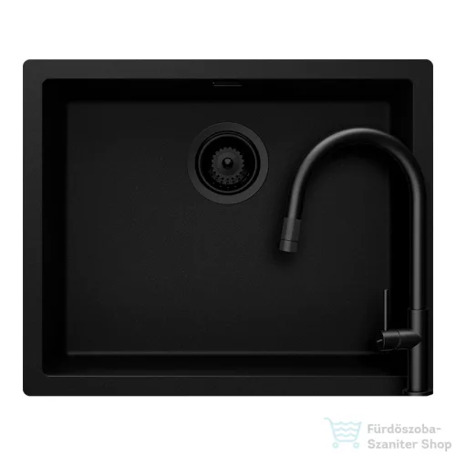 Schock KAIA N-100L konyhai mosogatótálca Schock Talia konyhai csapteleppel kihúzható fejjel, CRISTADUR® Puro 556x446 mm, intenzív fekete SETKN100LPUTENEG
