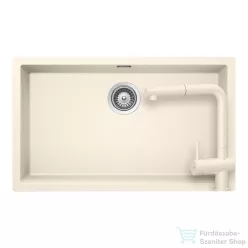   Schock KAIA N-100XL konyhai mosogatótálca Schock Epos konyhai csapteleppel kihúzható fejjel, CRISTADUR® Magnolia 756x446 mm, krémfehér SETKN100XLEEXMAGN
