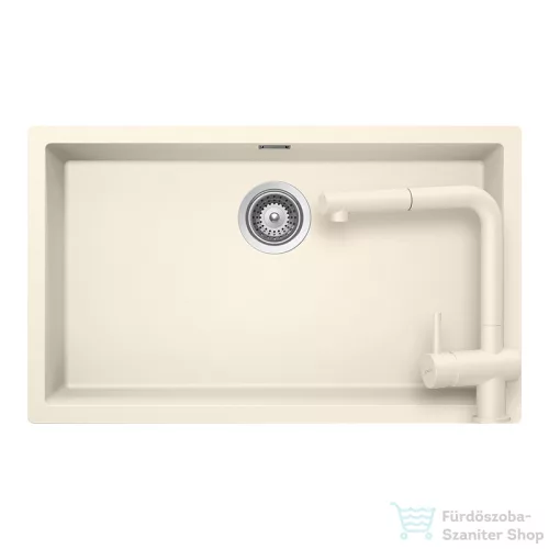 Schock KAIA N-100XL konyhai mosogatótálca Schock Epos konyhai csapteleppel kihúzható fejjel, CRISTADUR® Magnolia 756x446 mm, krémfehér SETKN100XLEEXMAGN