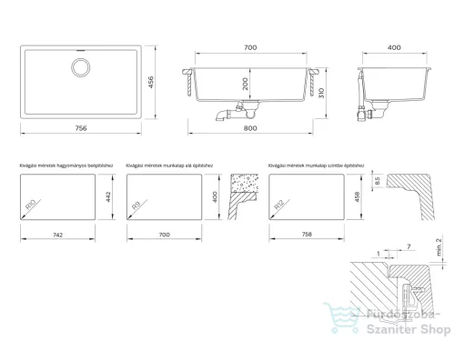 Schock KAIA N-100XL konyhai mosogatótálca Schock Epos konyhai csapteleppel kihúzható fejjel, CRISTADUR® Magnolia 756x446 mm, krémfehér SETKN100XLEEXMAGN