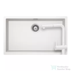   Schock KAIA N-100XL konyhai mosogatótálca Schock Epos konyhai csapteleppel kihúzható fejjel, CRISTADUR® Polaris 756x446 mm, hófehér SETKN100XLEEXPOLA