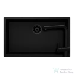   Schock KAIA N-100XL konyhai mosogatótálca Schock Epos konyhai csapteleppel kihúzható fejjel, CRISTADUR® Puro 756x446 mm, intenzív fekete SETKN100XLEEXPURO